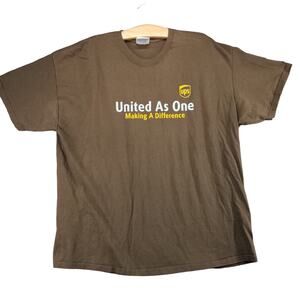 UPS Employee Uniform T Shirt Mens Size 2XL Brown United As One Big Logo